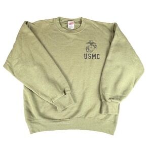 USMC Marine Corps Crewneck Sweatshirt Soffe Made USA Military Olive Y2K Adult S